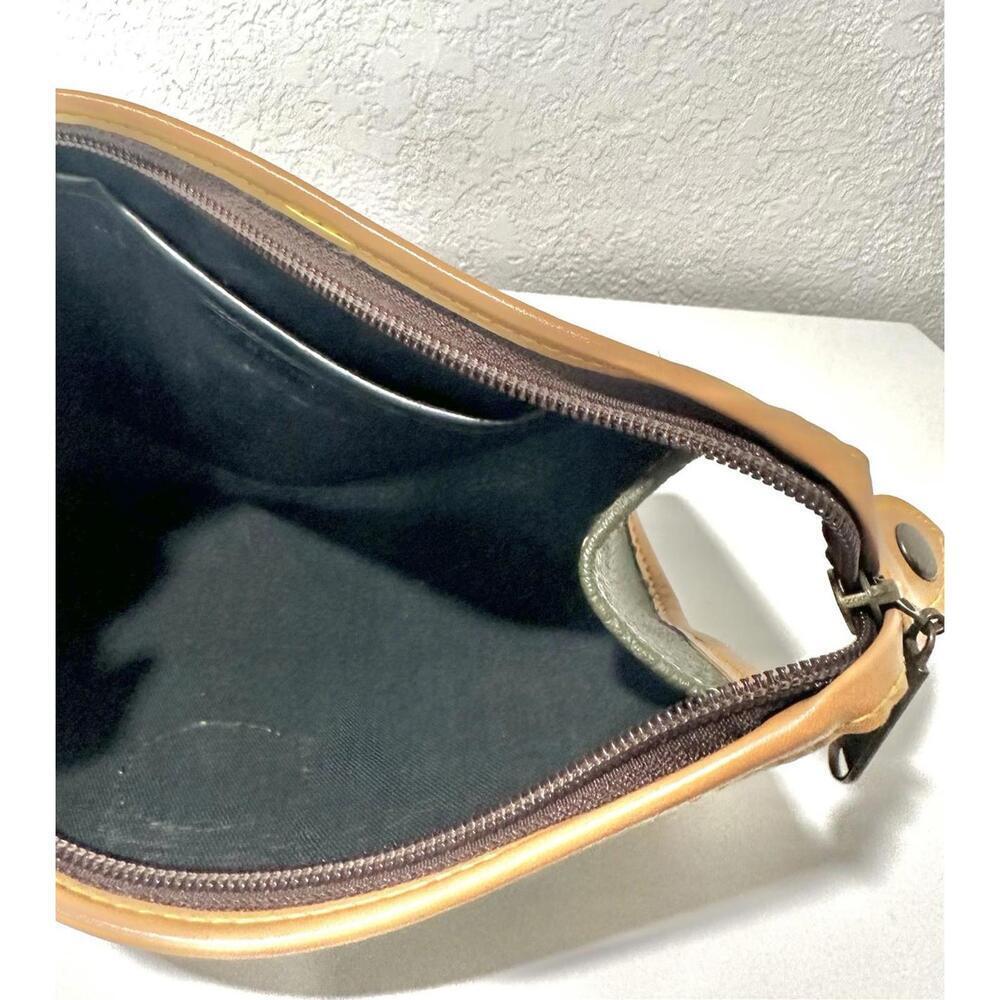 Remy Martin Cognac Green and Brown Leather Zip Up Small Bag - Picture 4 of 10